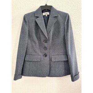 Le Suit Women's Blazer Jacket Size 4 Chambray Blue 3-Buttons Career Officewear‎